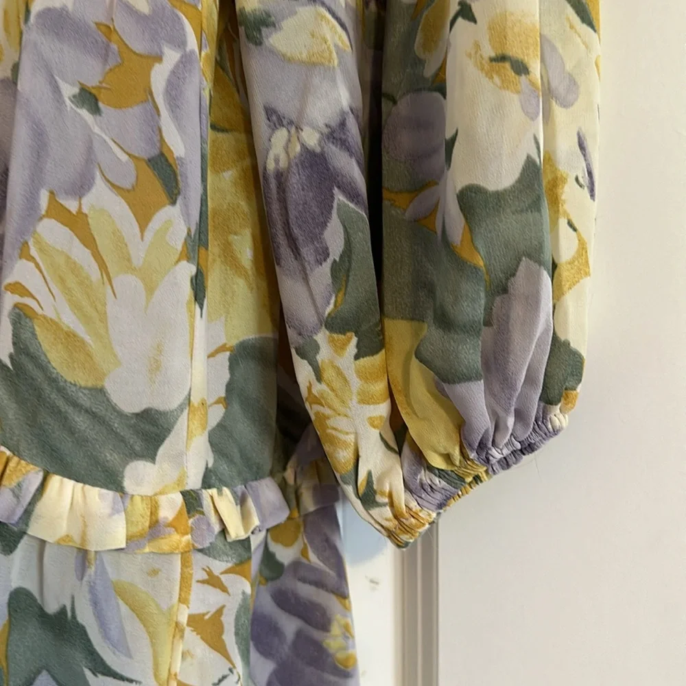 Free the Roses Yellow and Purple Floral Dress - XS